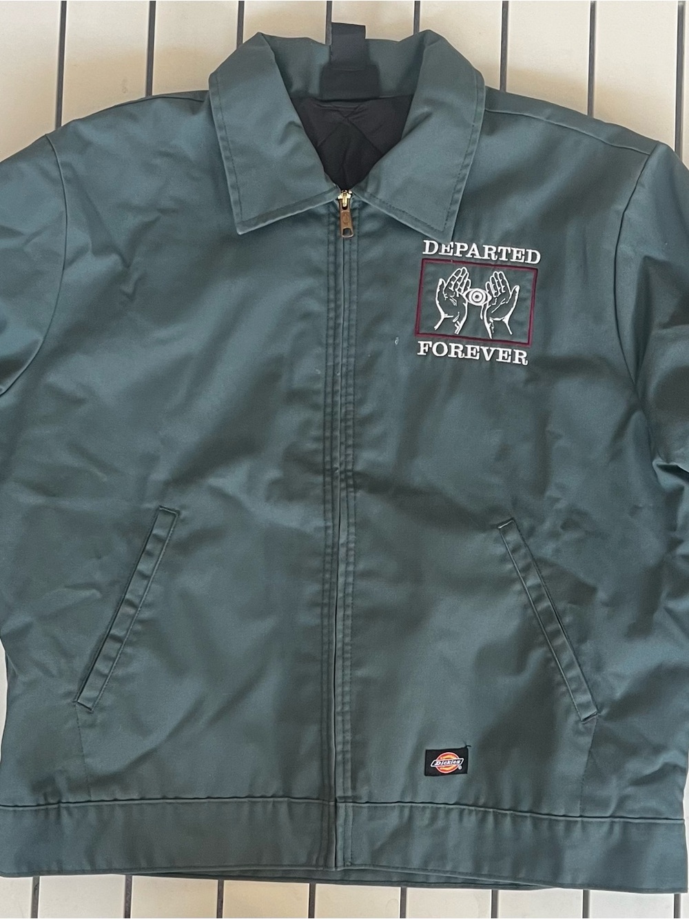 Dickies Dark Green Bomber Jacket with "Departed Forever" Embroidery